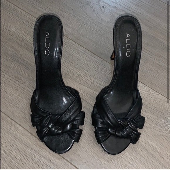 ALDO Black Leather Heels 37 - Picture 3 of 4
